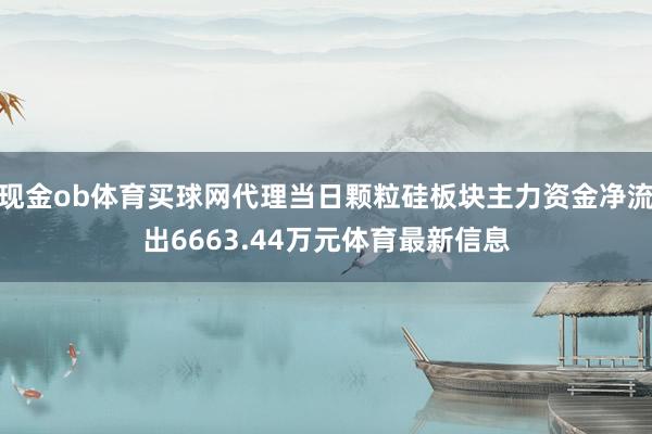 现金ob体育买球网代理当日颗粒硅板块主力资金净流出6663.44万元体育最新信息